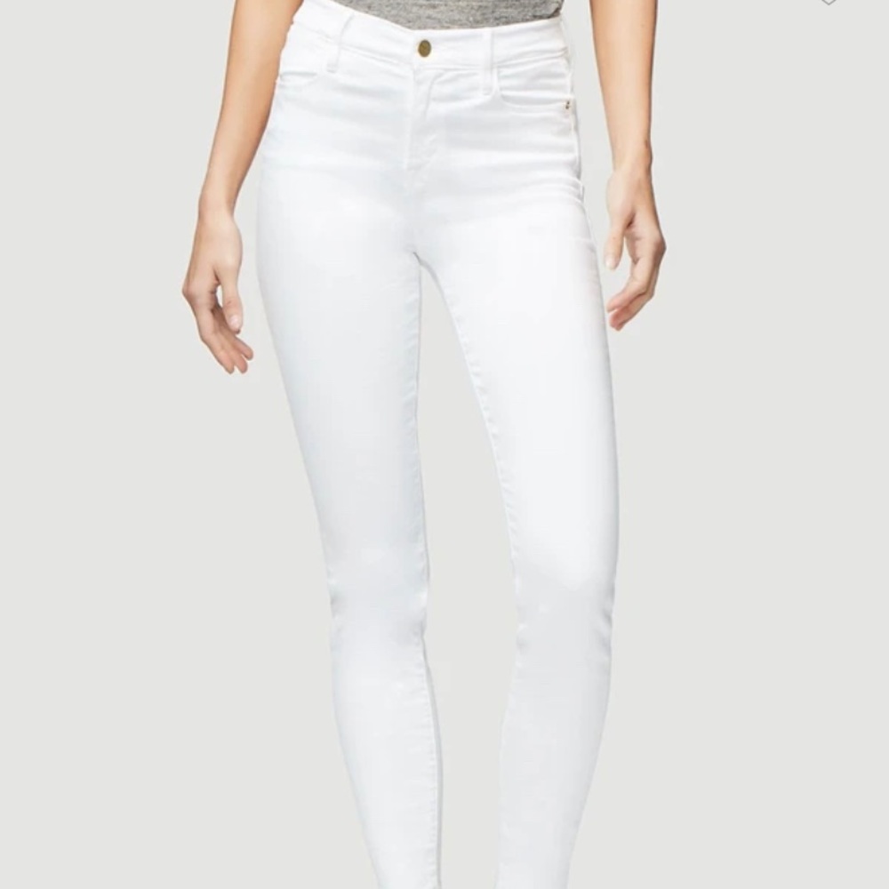 frame le skinny de jeanne white jeans